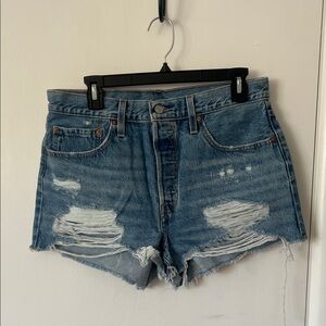 Levi's Blue Distressed Jean Shorts